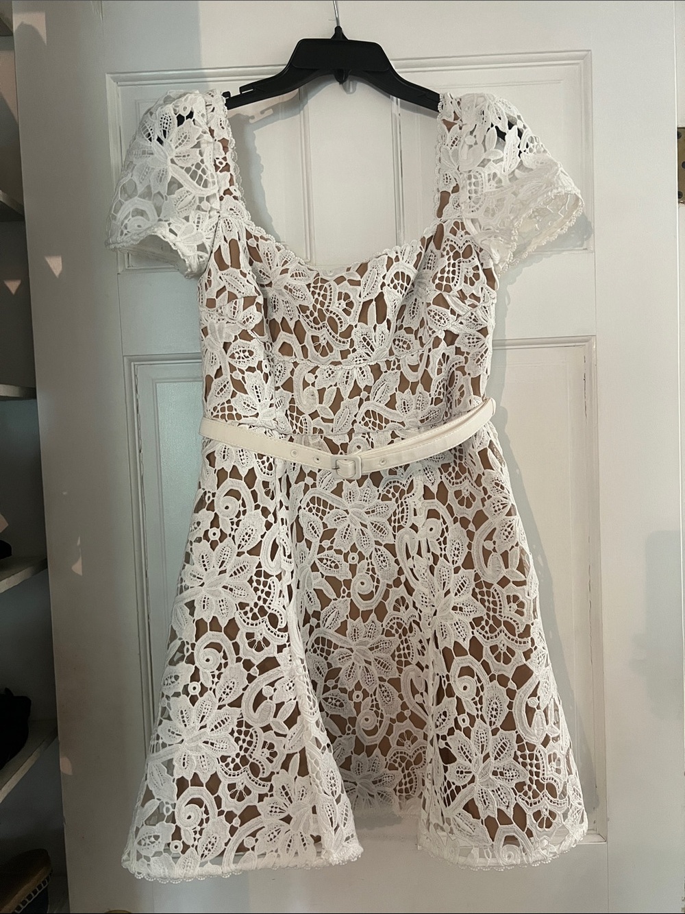 Self-Portrait White Floral Lace Mini Dress